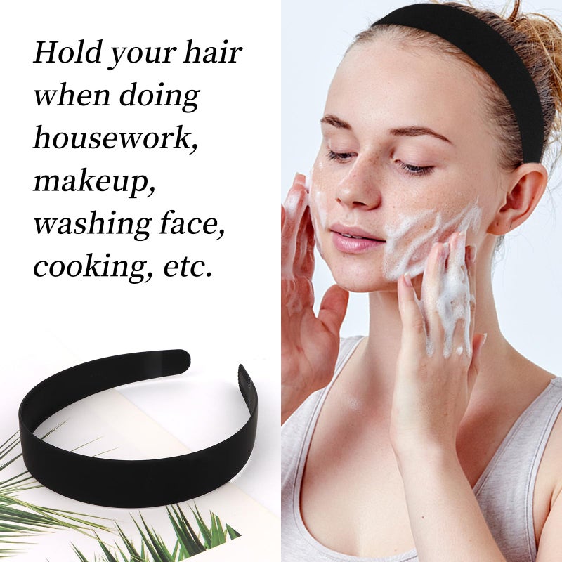 Wecoe Black Headbands for Women Girls 1 Inch Wide Matte Plastic Headbands with Teeth Plain Hard Head Bands Hairbands Diy Crafts Hair Accessories for Women & Girls - Image 3